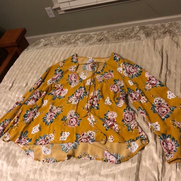 Xhilaration Tops - Mustard Floral Blouse